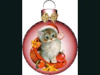 Коледна анимирана картичка-красиво котенце!