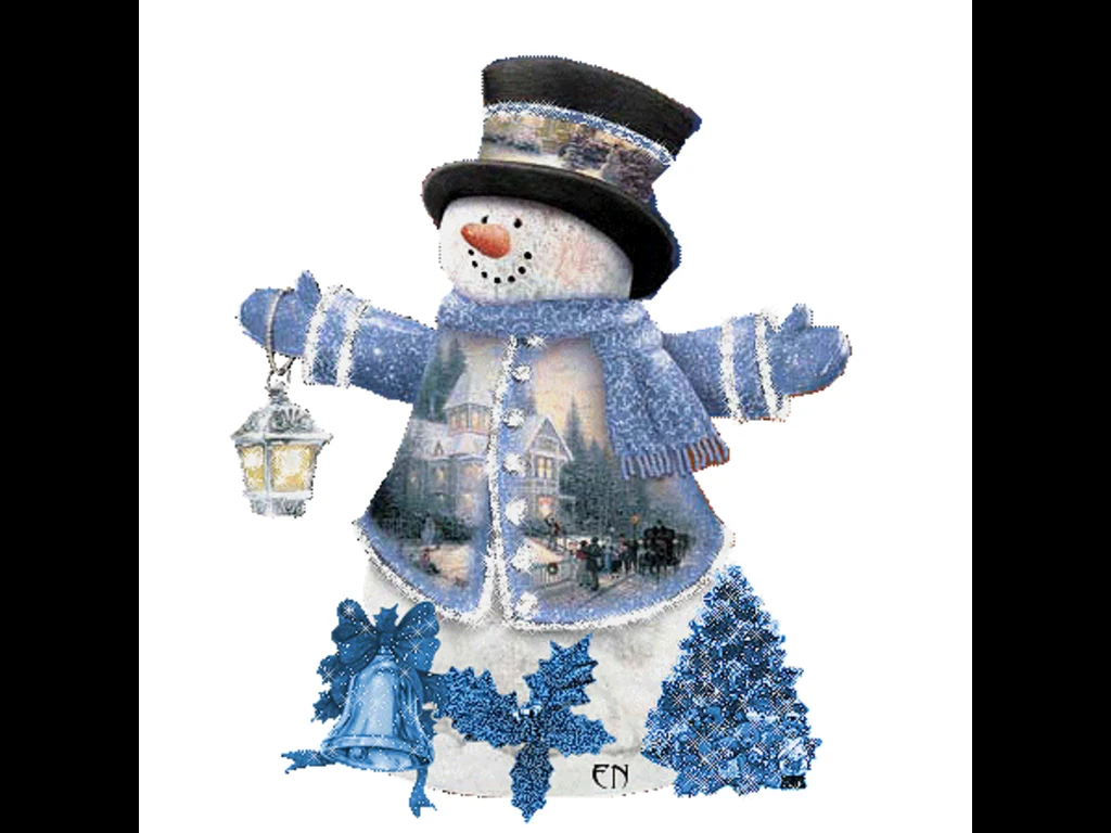 Коледна анимирана картичка! Снежко!