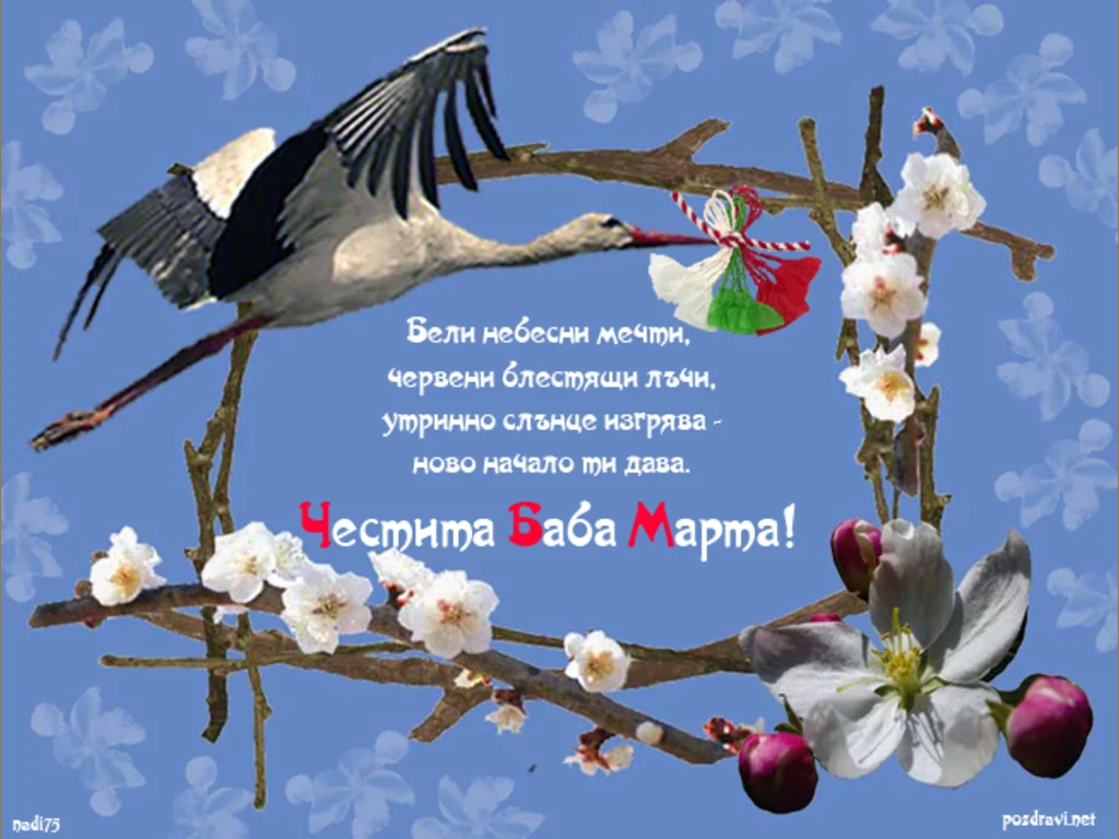 Щъркел с мартеница!