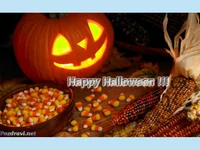 Картичка светеща тиква с царевица!