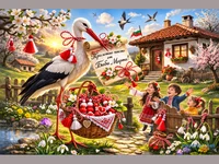 Щъркел носи писмо от Баба Марта