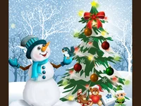 Снежко с птиче-Честита Нова  Година!