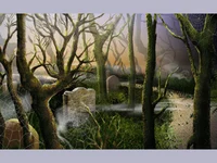 Картичка ужасяв ащо гробище Хелоуин!